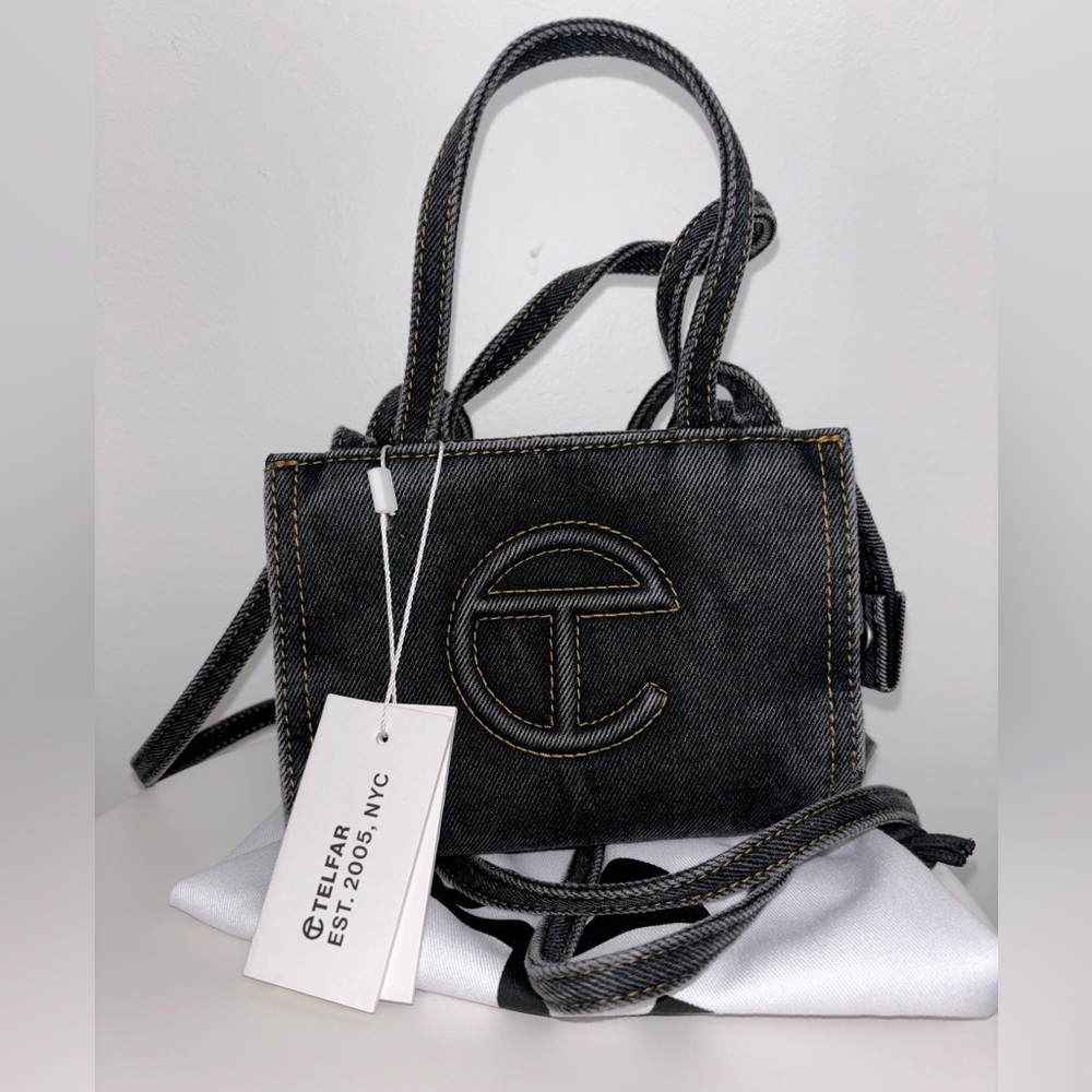 Small Telfar bag in black denim